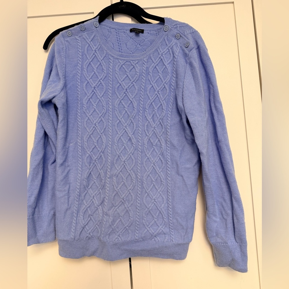 Talbots periwinkle Cable Knit Crewneck Sweater